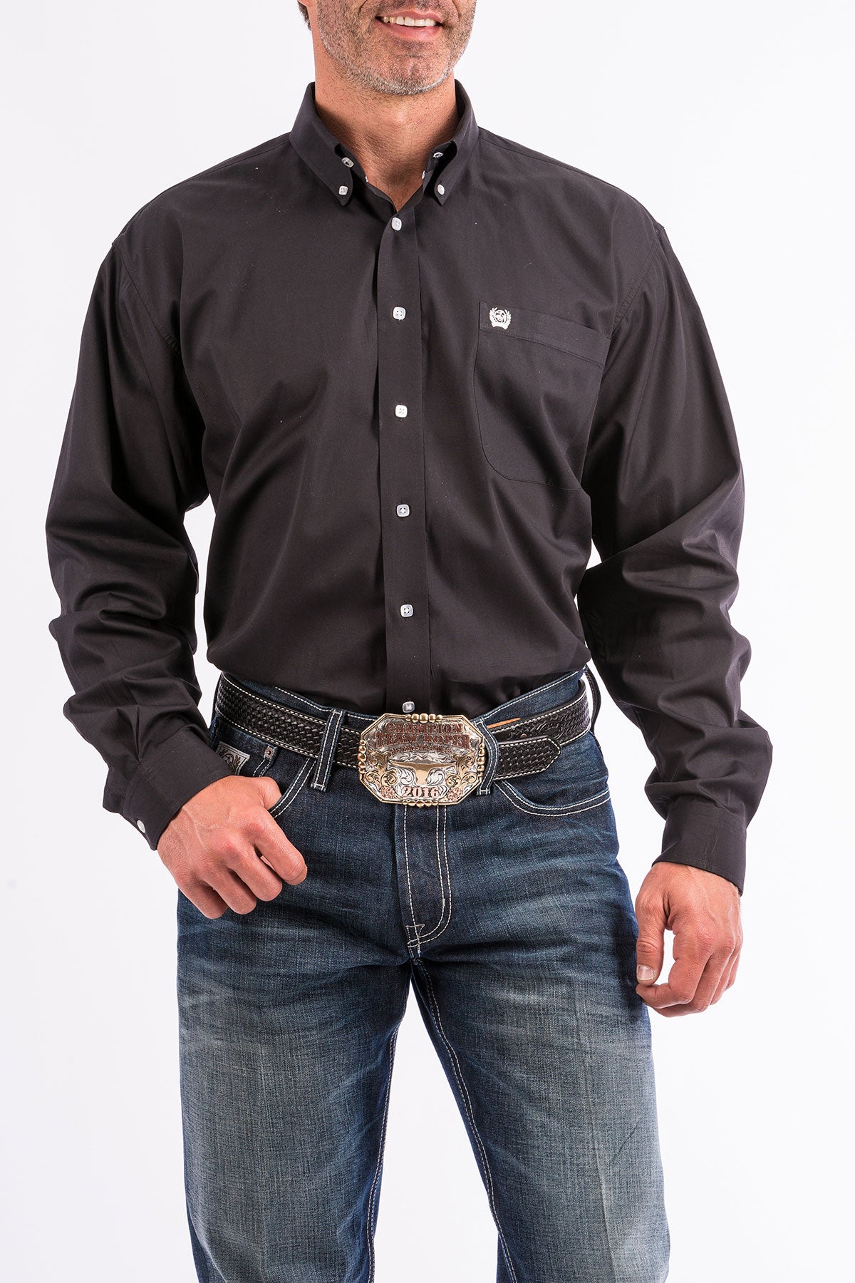 Cinch Mens Black Solid Shirt