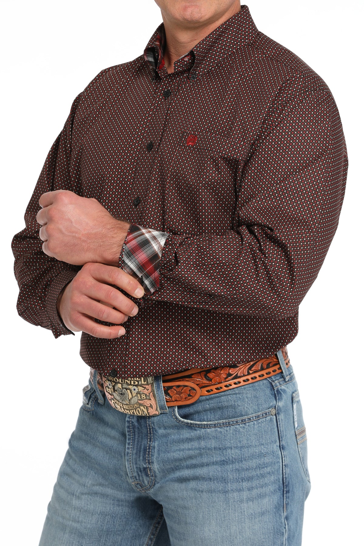 Mns LS Plain Weave Print Shirt