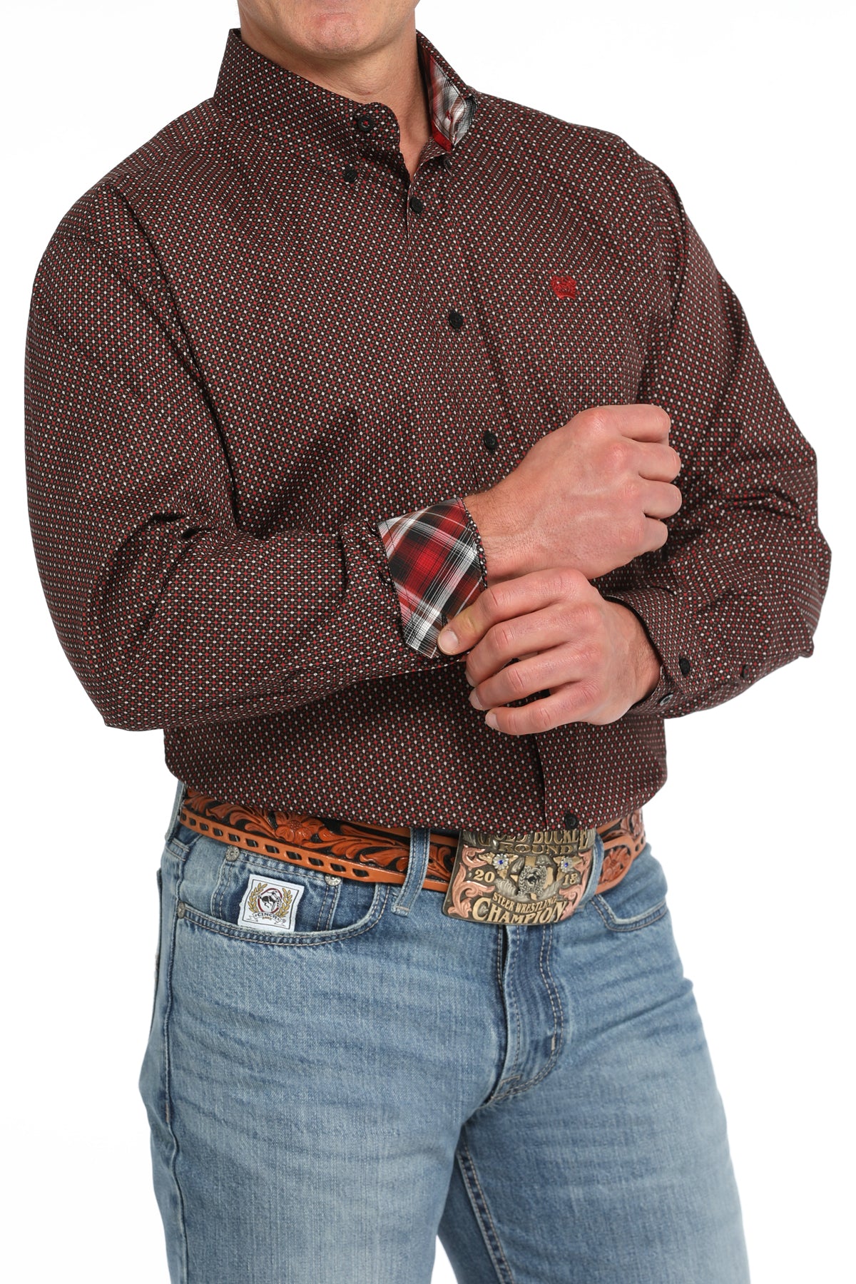 Mns LS Plain Weave Print Shirt