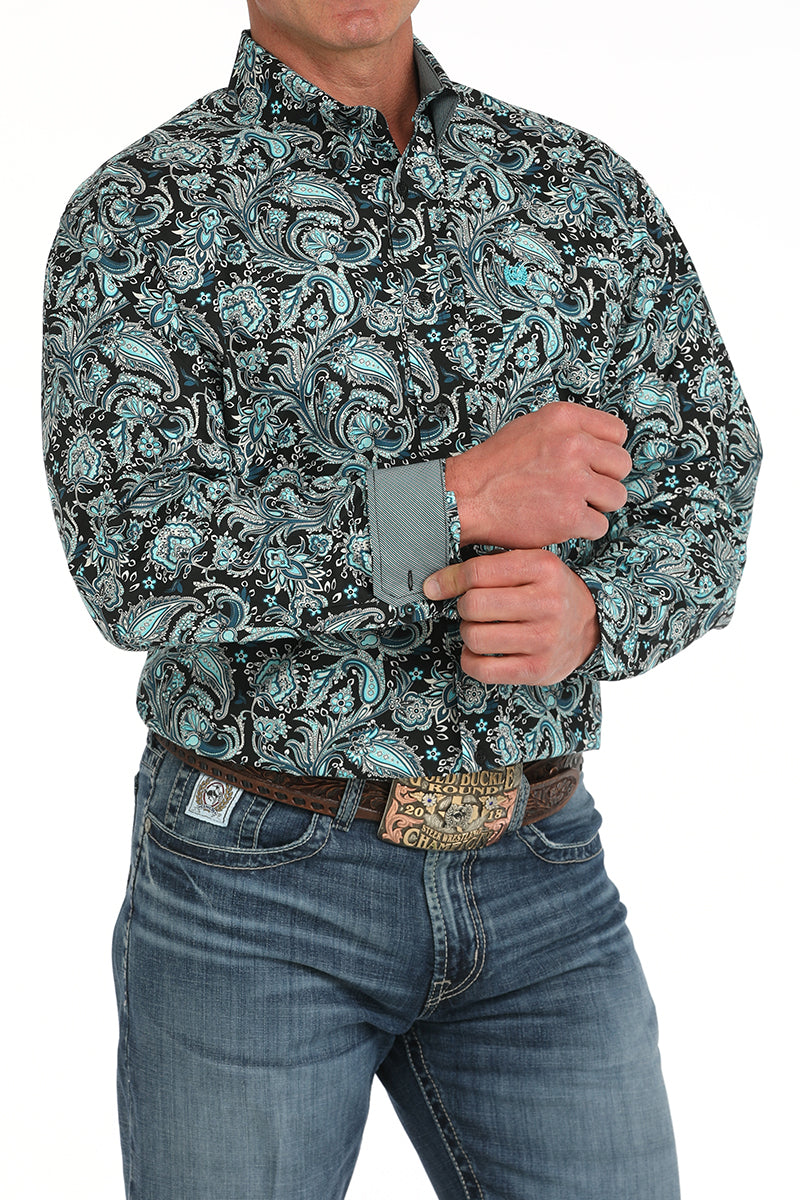 Cinch Mens LS Plain Weave Print Shirt