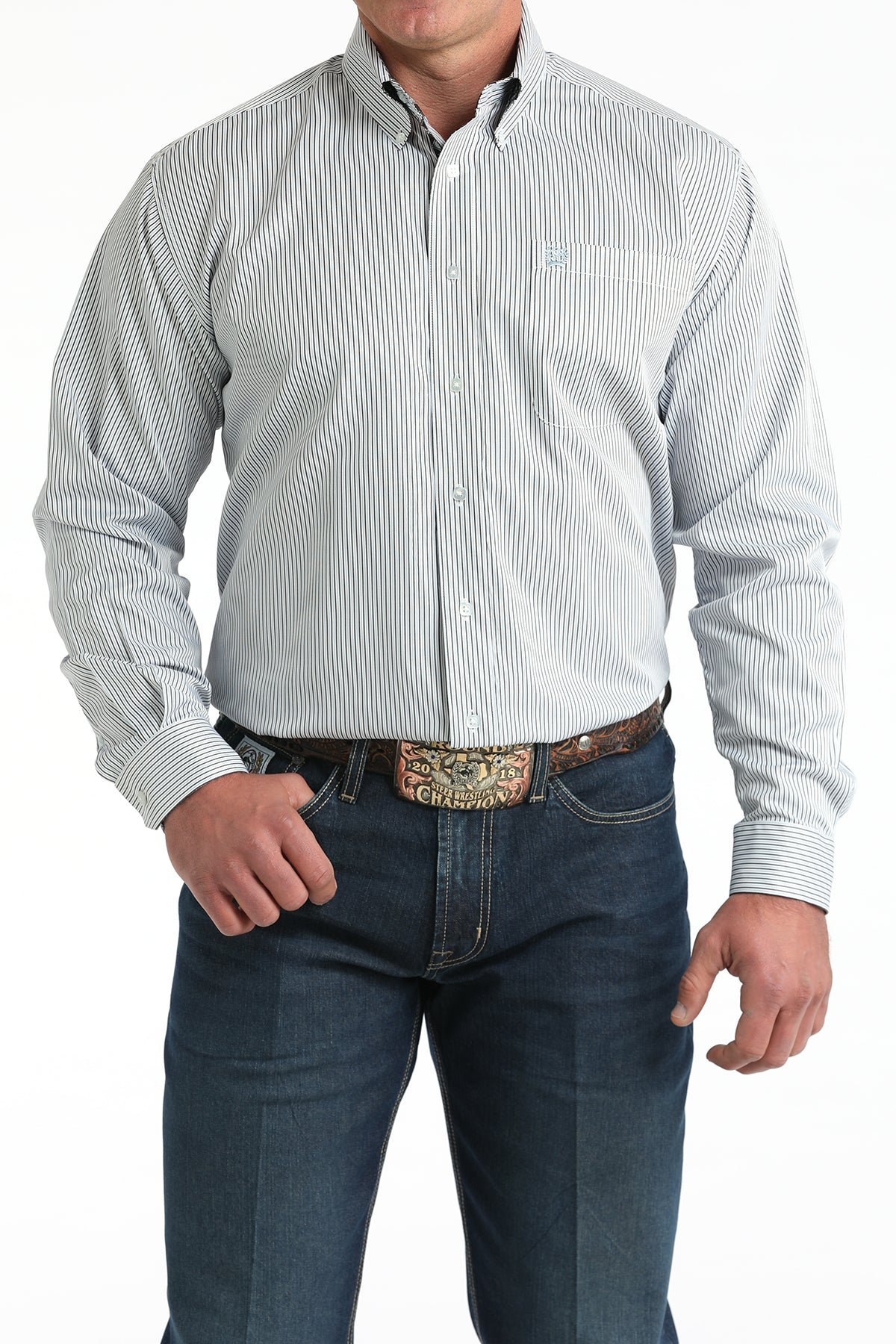 Mns Cinch LS Twill Weave Stripe Shirt