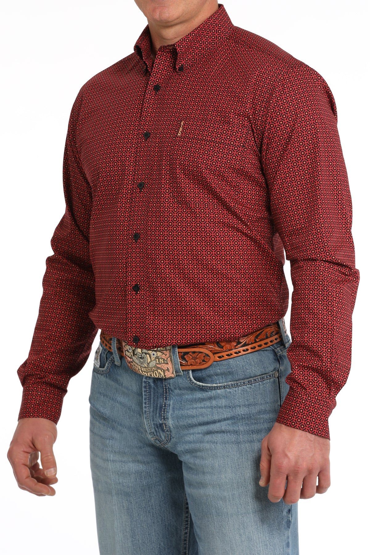 Men's LS Basic Plain Weave Print Shirt