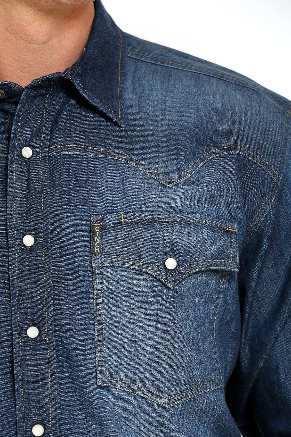 Mens LS Western Denim Snap Shirt