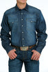Mens LS Western Denim Snap Shirt