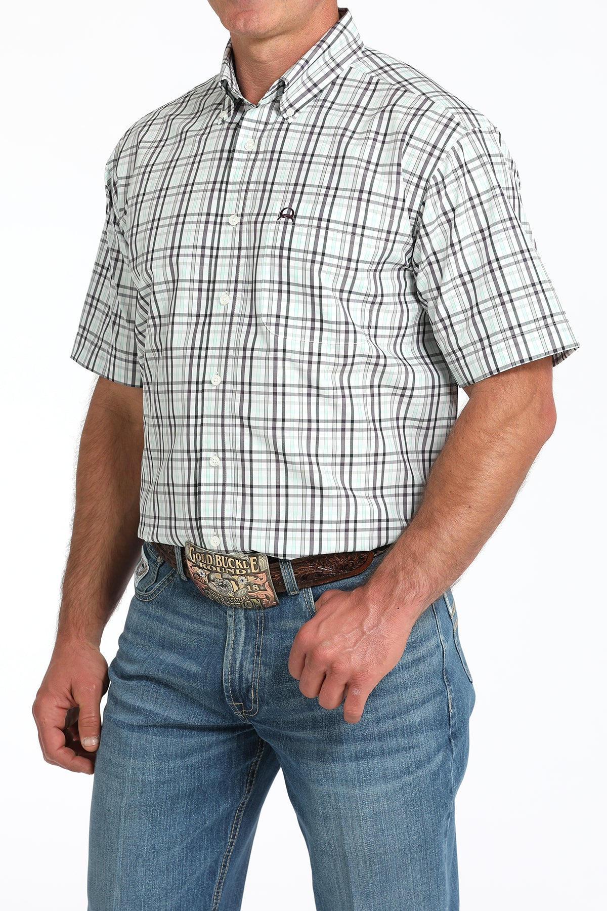 Plaid short sleeve Cinch Brand button down shirt