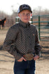 Cinch Boy's patterned western shirt with button front and collar