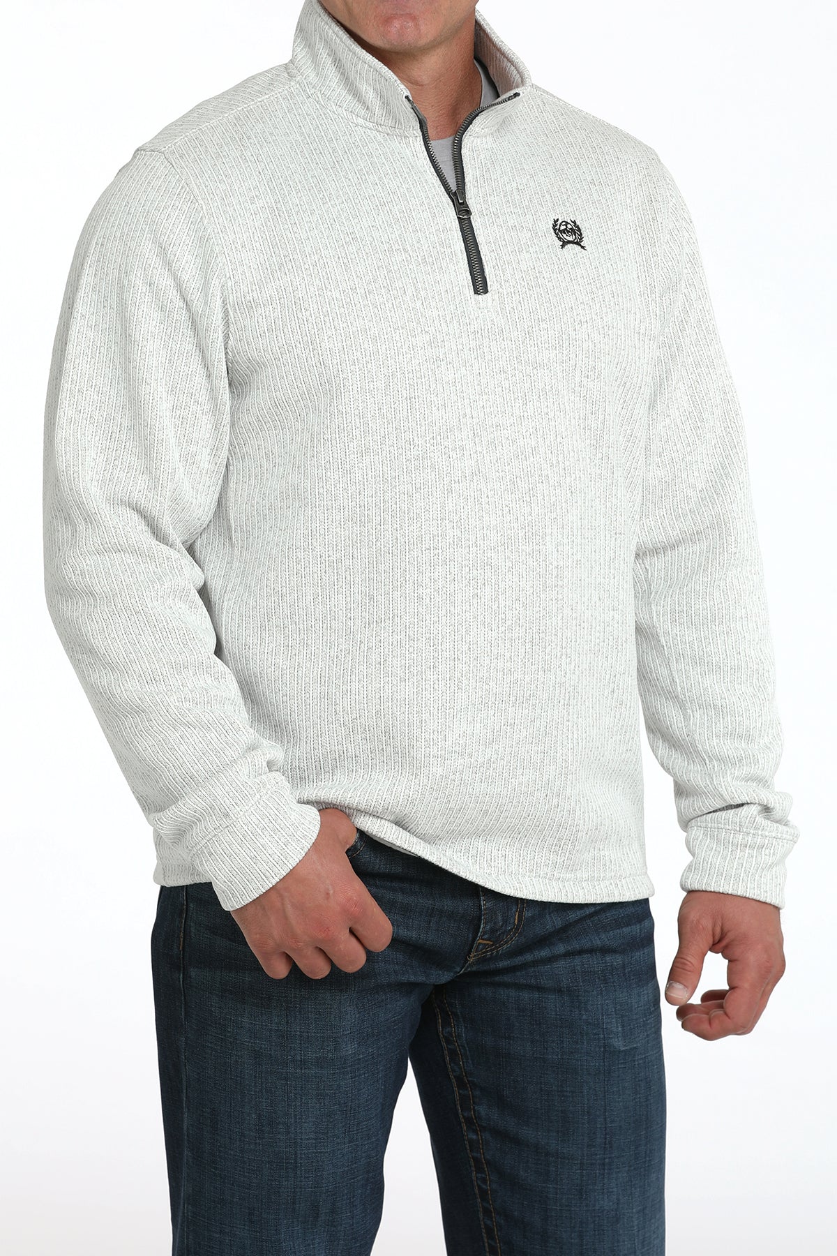 Mens Grey 1/4 Zip Sweater