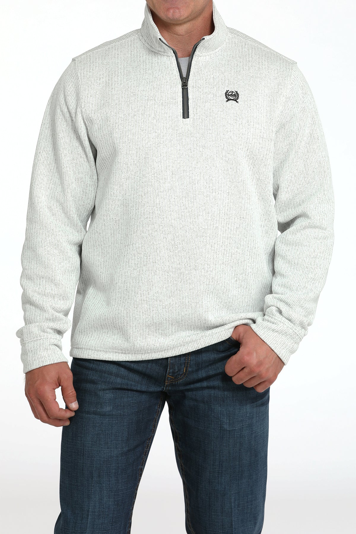 Mens Grey 1/4 Zip Sweater