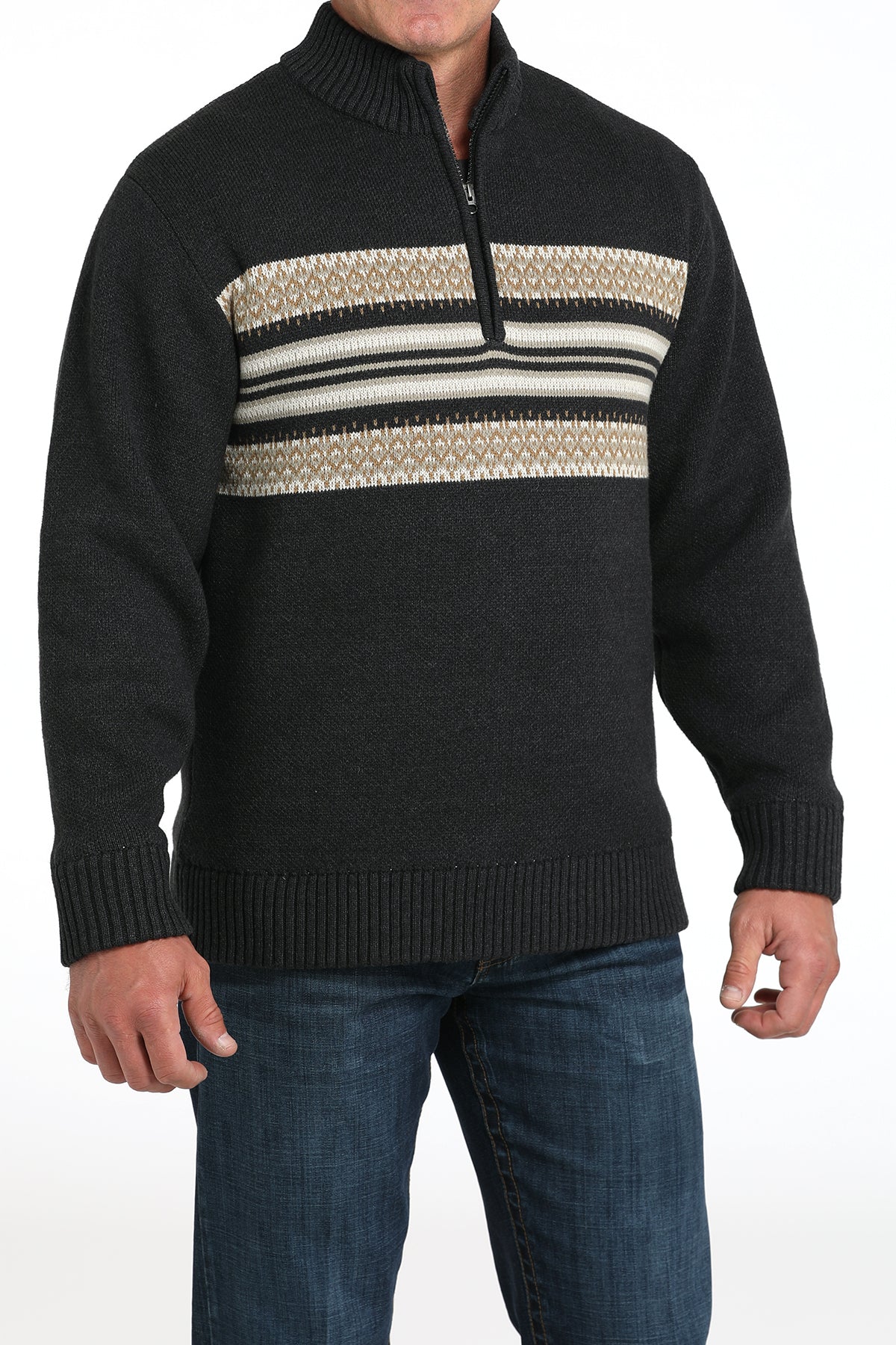 Mens Charcoal 1/4 Zip Sweater