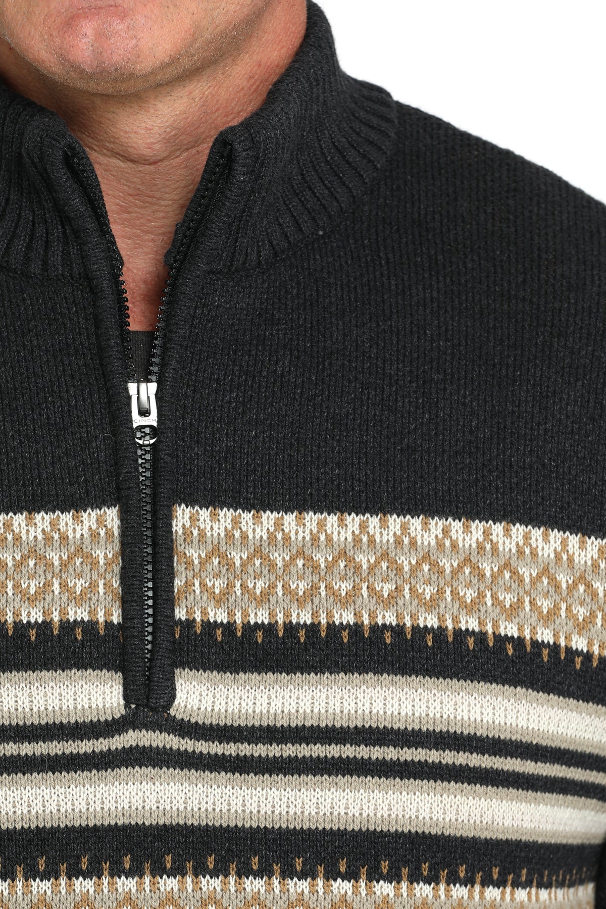 Mens Charcoal 1/4 Zip Sweater