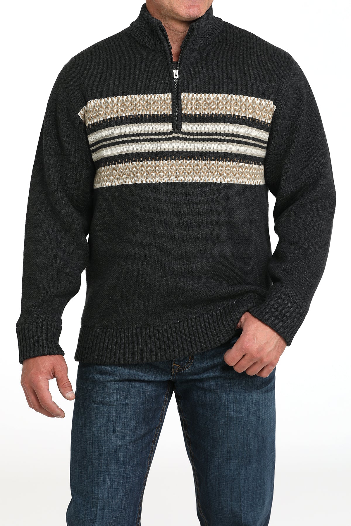 Mens Charcoal 1/4 Zip Sweater