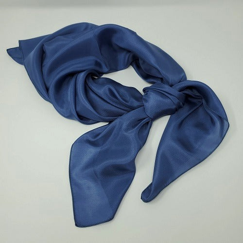 Med Blue Habotai Silk Wild Rag 36x36