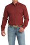 Men's Red Cinch Western Shirt with button front, long sleeve and collar