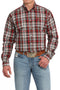 Men's Cinch Red Plaid Western Shirt with Button front and collar