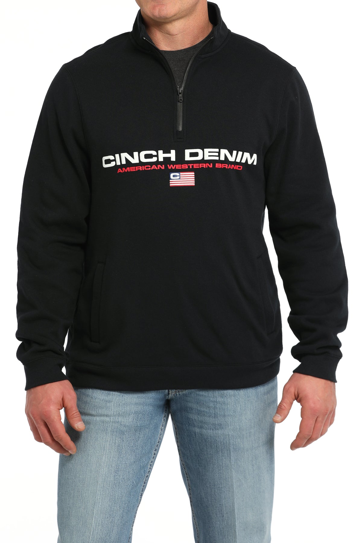 Men's 1/4 Zip Pullover with Cinch Logo and American Flag