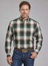 mens long sleeve green plaid shirt