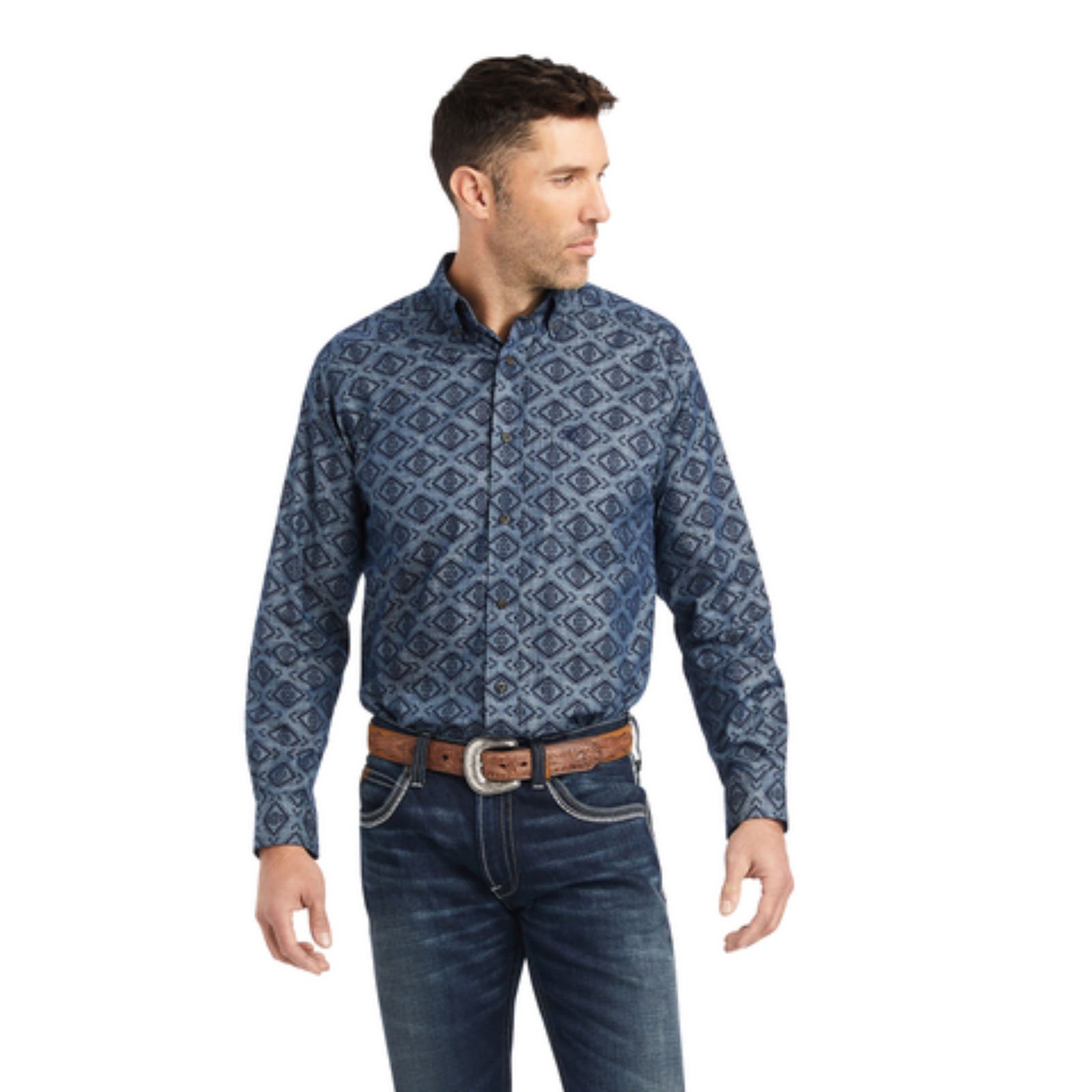 Blue pattern western shirt