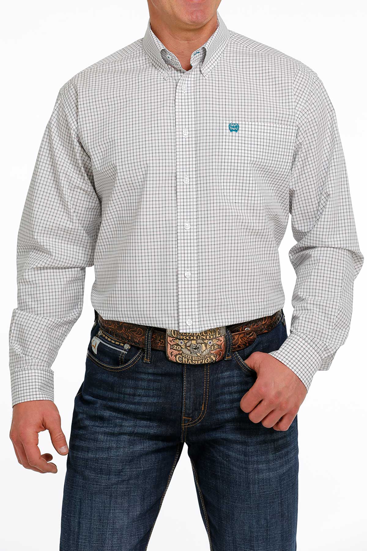 Men's Cinch Long Sleeve Western Shirt Plaid with button front