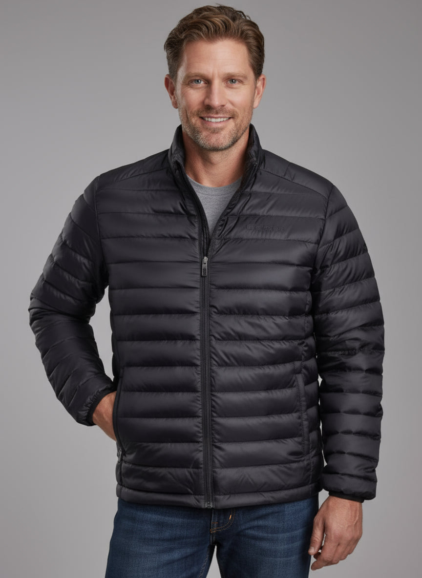 mens black crushable coat