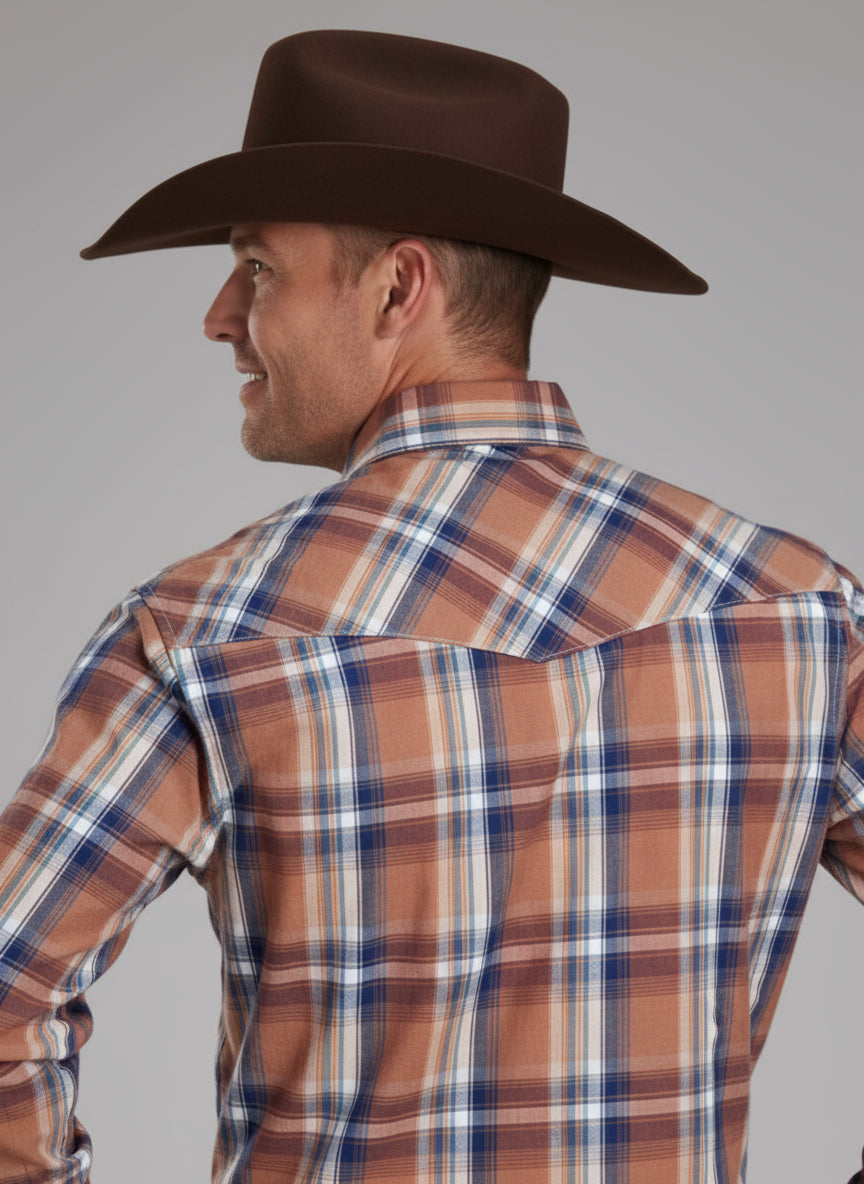 Mens LS Snap Falling Leaves Plaid