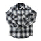 Black and white wool plaid shirt black peal snap front