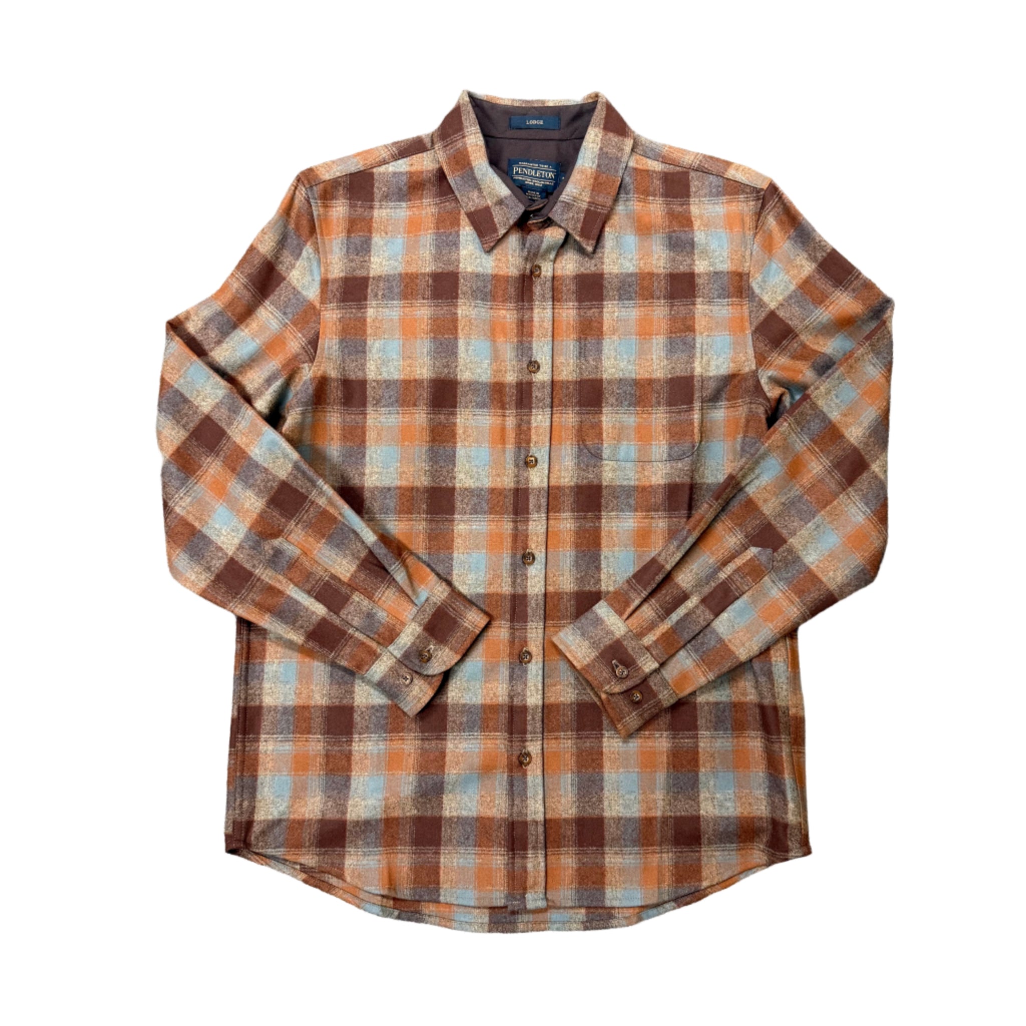 Wool Rust plaid shirt with button front