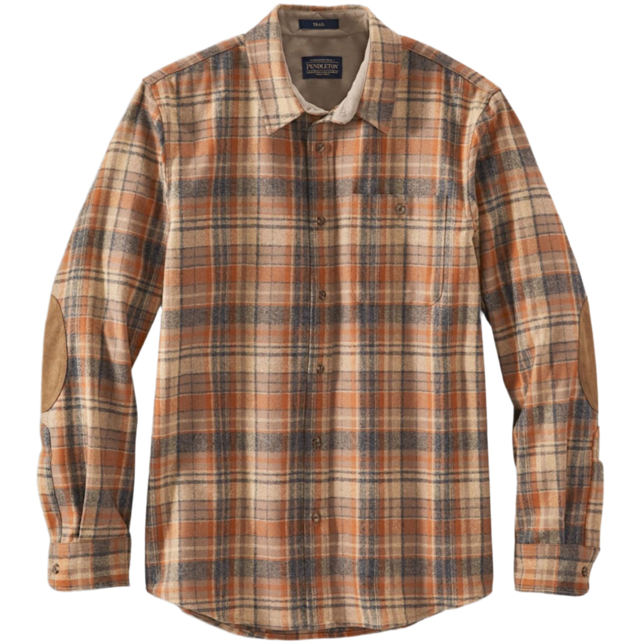 Plaid flannel shirt with a brand logo 