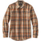 Plaid flannel shirt with a brand logo 