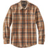 Plaid flannel shirt with a brand logo 