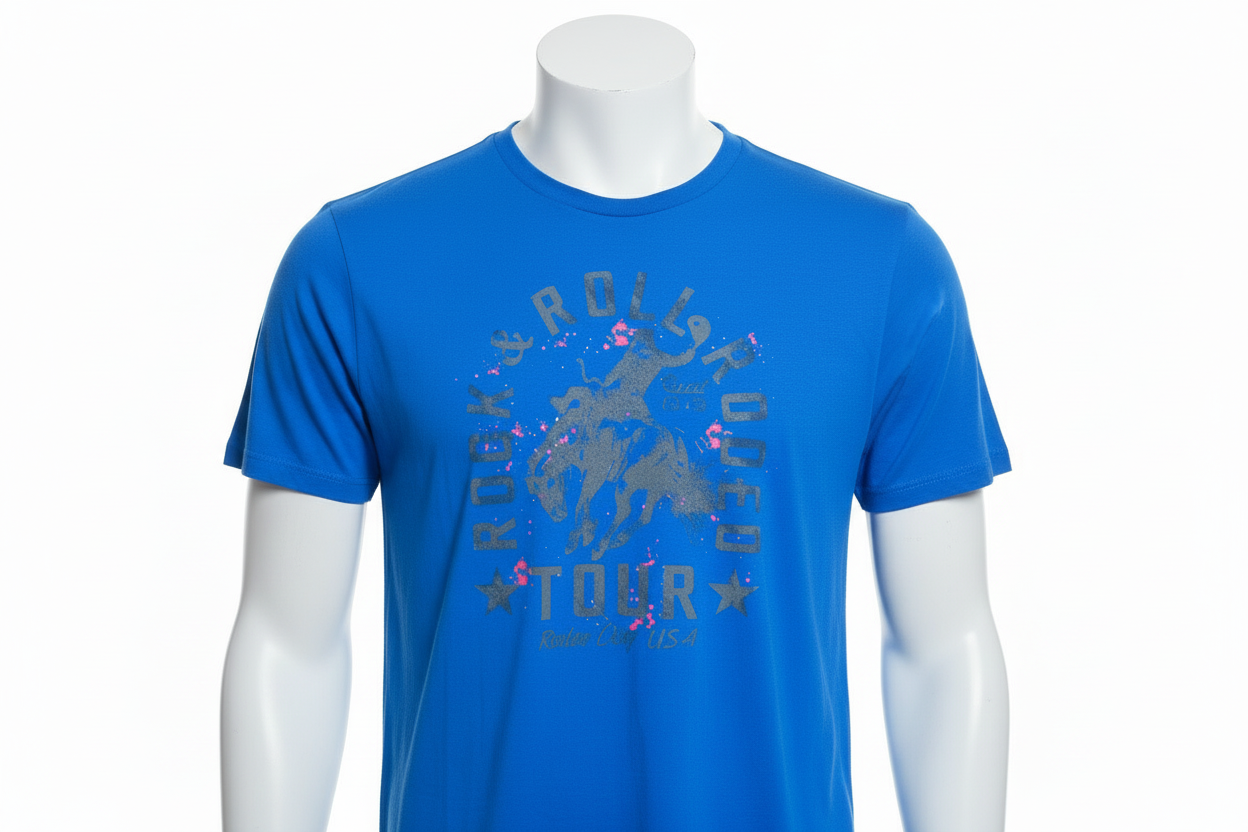 Blue t-shirt with graphic design 