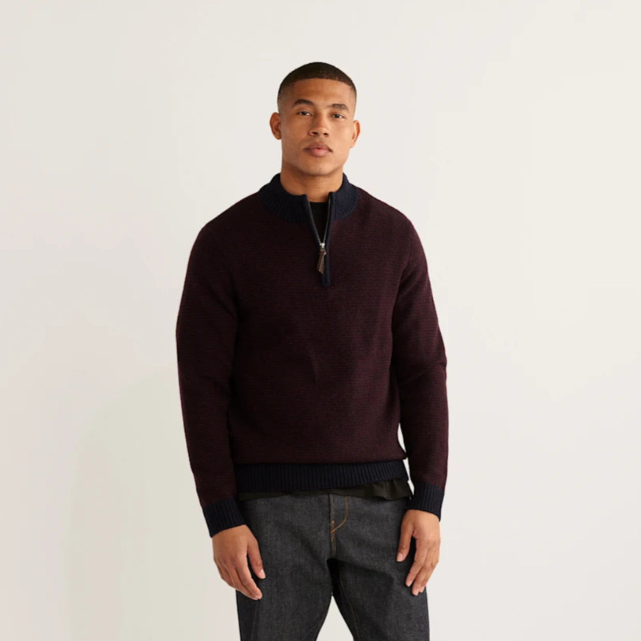 Burgundy 1/2 zip pendleton sweater
