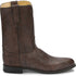 Brown leather boot on a white background