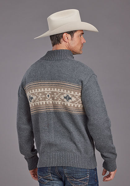 Mns Stetson Serape Border Cardigan