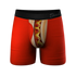 Red boxer briefs with a hot dog graphic and 'Shinedry' branding on a white background
