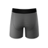 Gray boxer briefs with a black waistband