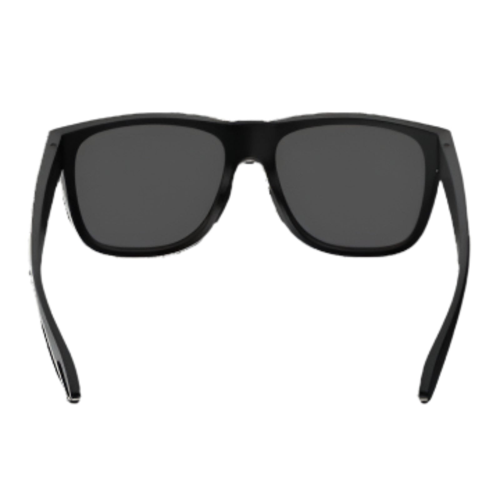 Black sunglasses with dark lenses on a white background
