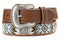 Nocona Mens Belt  Blue  Sizes: 32 – 46  Width: 1-1/2  Southwest Embroidery Inlay  Antique Silver Finish Floral Buckle  100% Leather