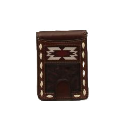 Brown leather bifold money clip
