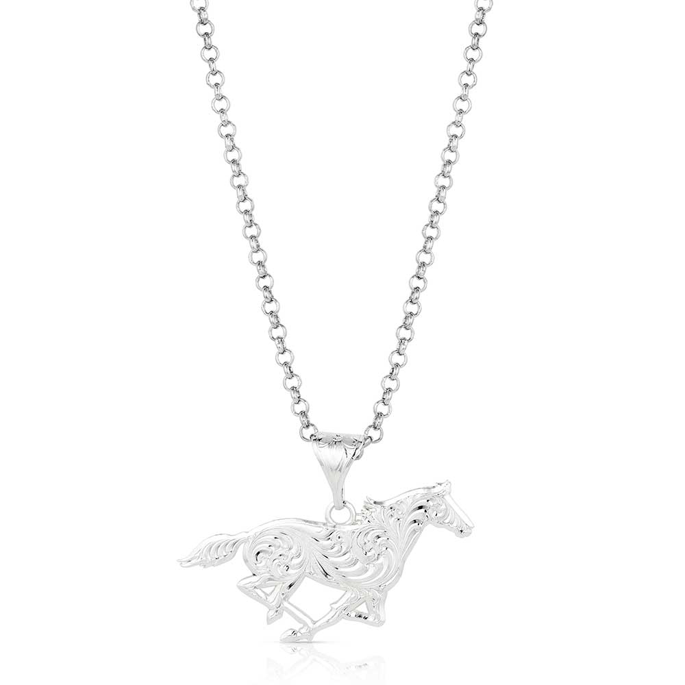 Silver horse pendant necklace 