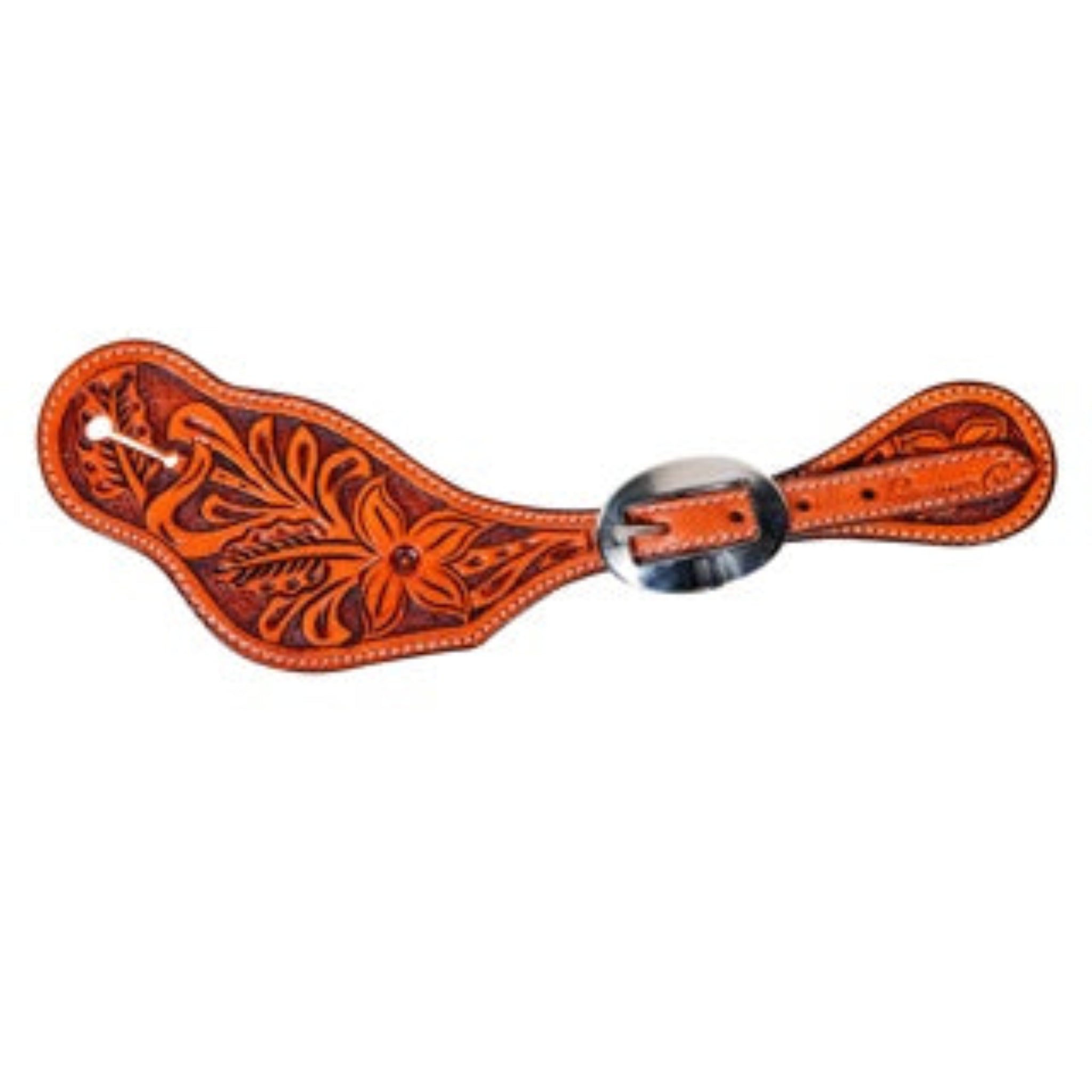 Decorative leather spurs with intricate designs