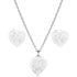 Silver heart-shaped necklace and earrings 