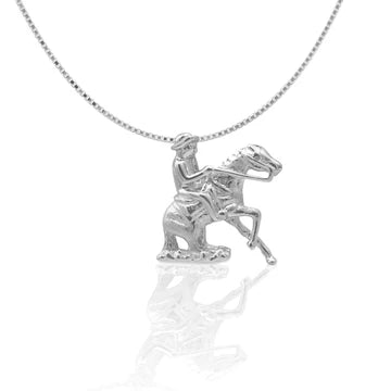 Silver reining horse pendant necklace