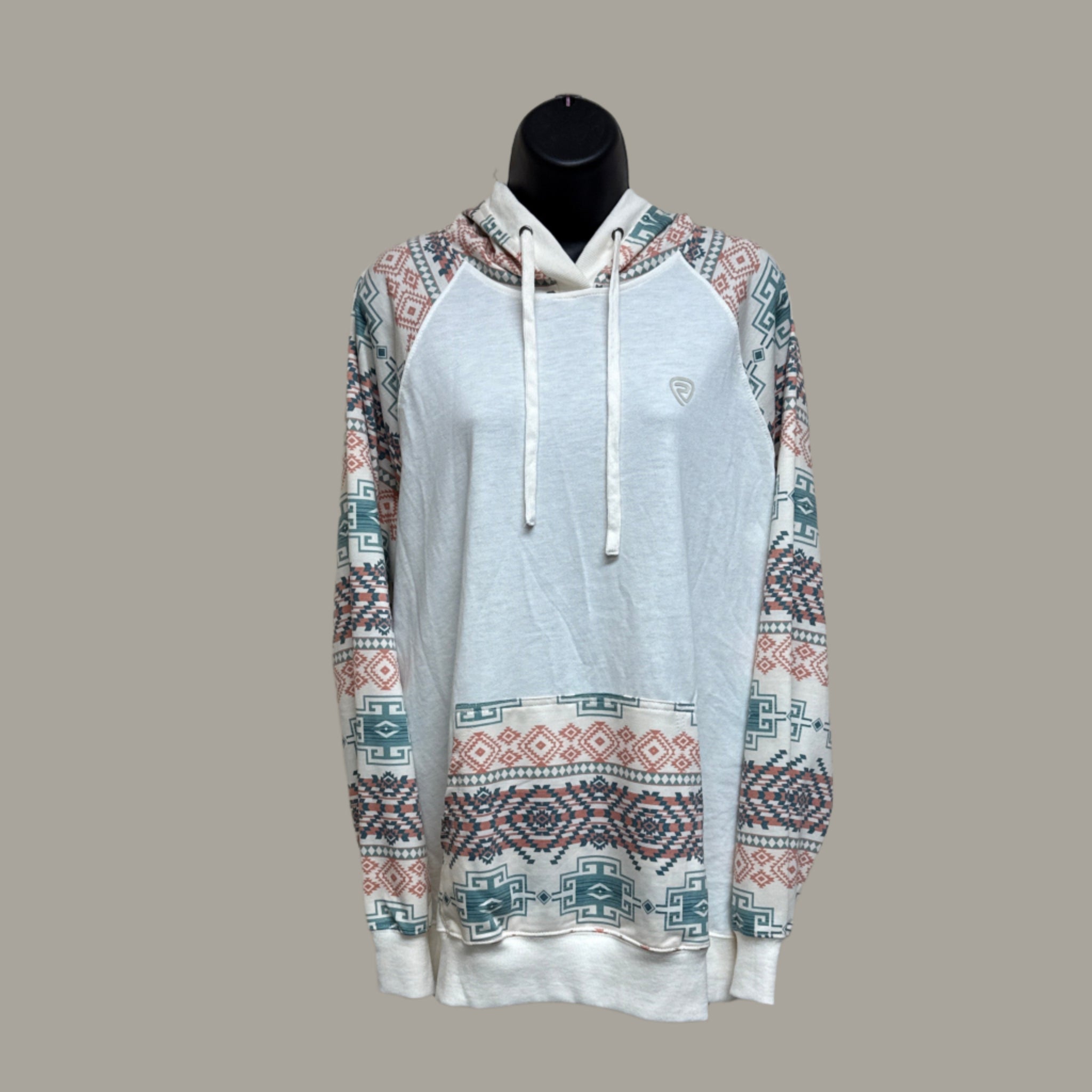 Contrast Aztec print contrast sleeve hoodie