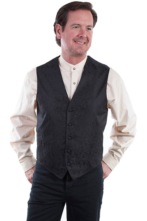 Scully Black Paisley No Lapel Vest RW093N BLK