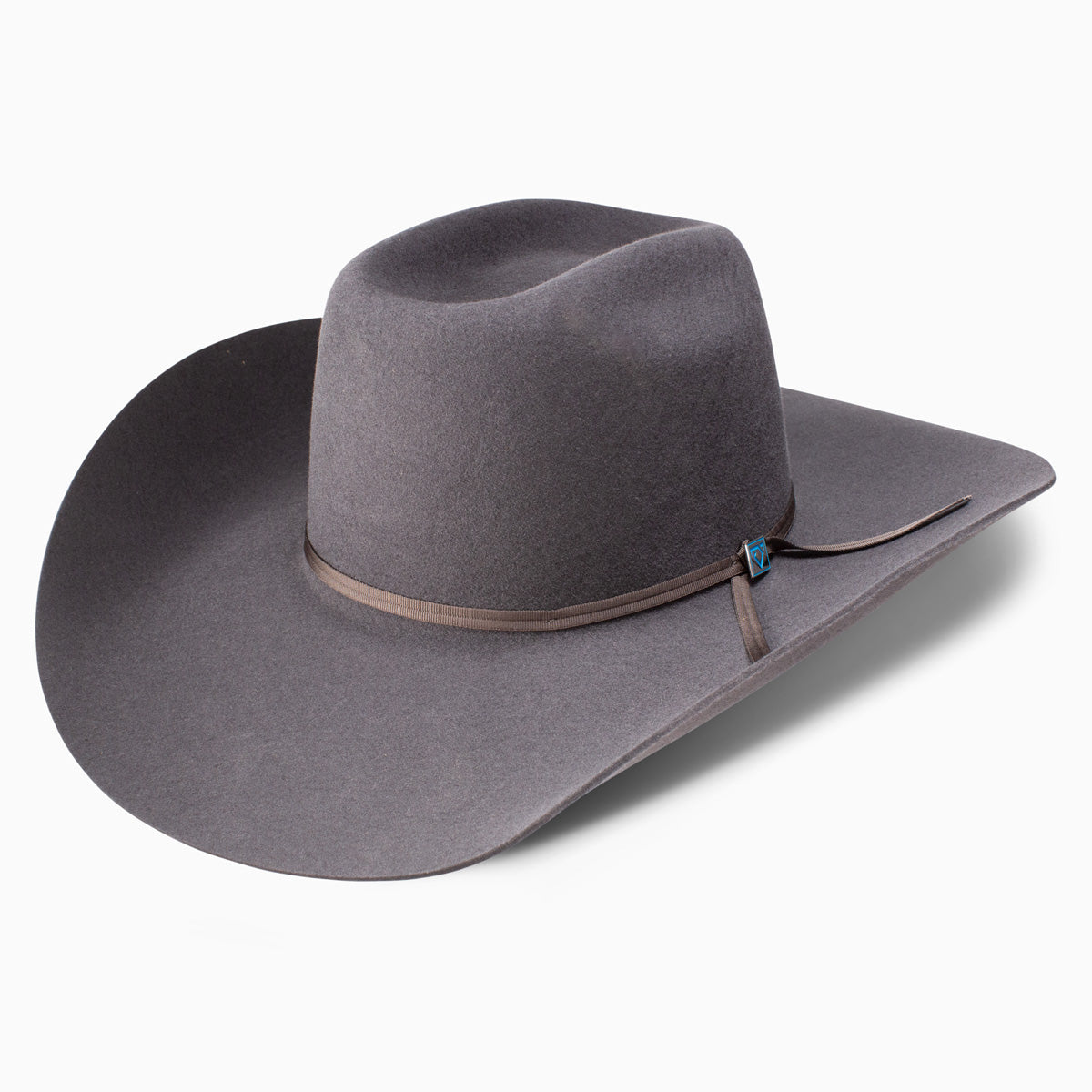 A gray Resistol cowboy hat with a leather sweatband and a hatband featuring the Cody Johnson logo.