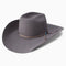 A gray Resistol cowboy hat with a leather sweatband and a hatband featuring the Cody Johnson logo.