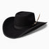 A Resistol Holt Jr. Youth Black cowboy hat with a feather detail on the band.