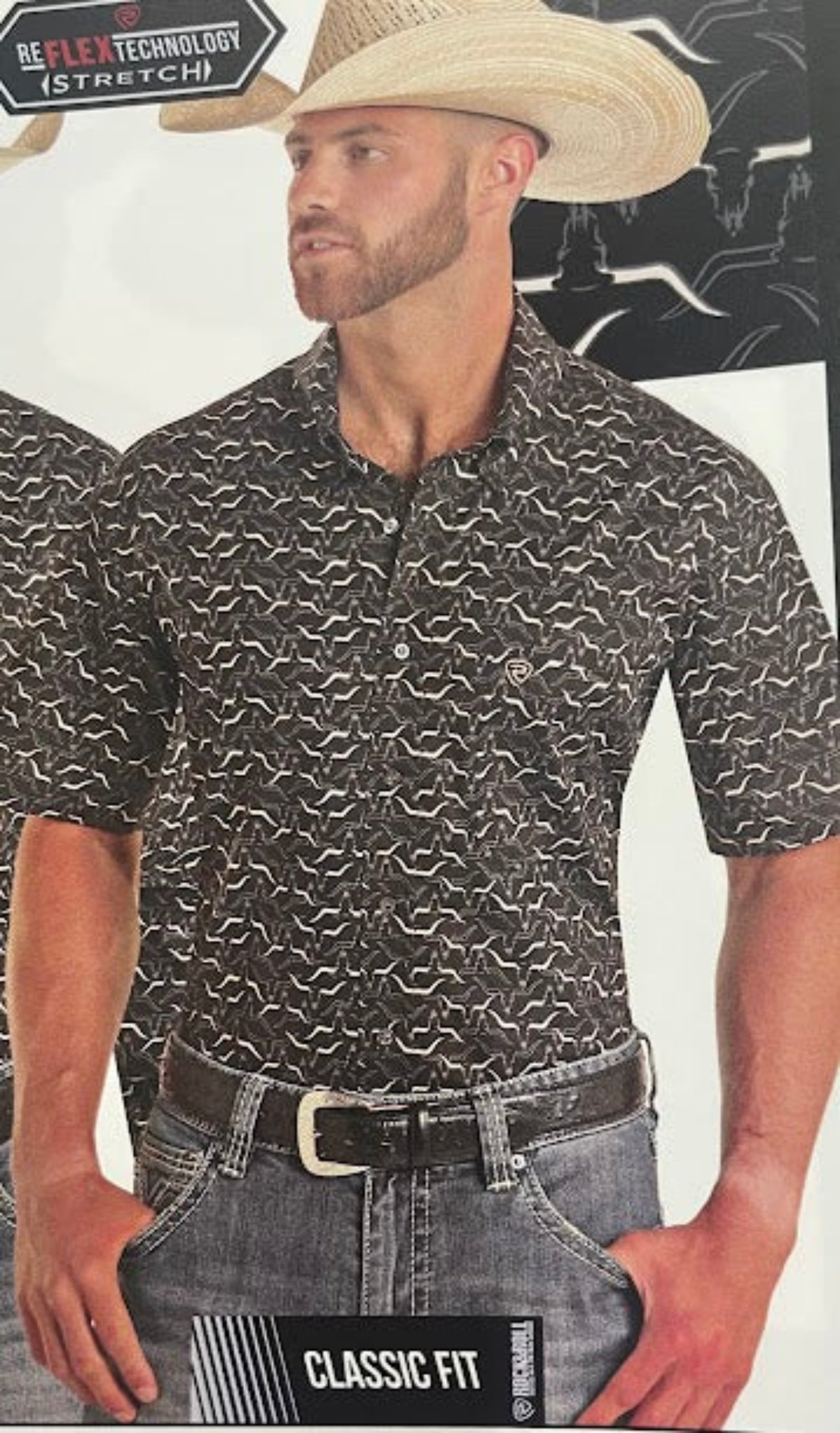 Rock & Roll Longhorn Print SS Shirt BMB3S03346