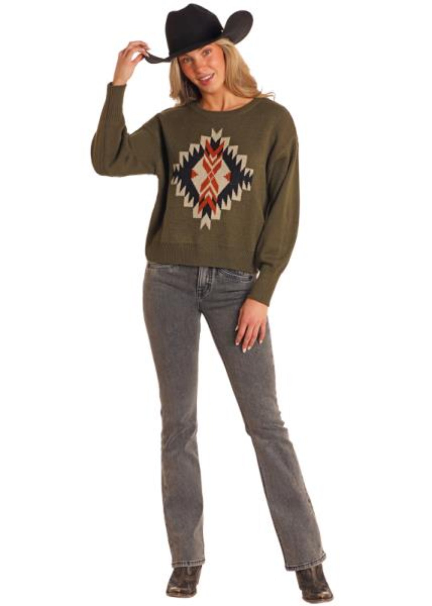 Rock & Roll Sweater with Aztec BW32T05267