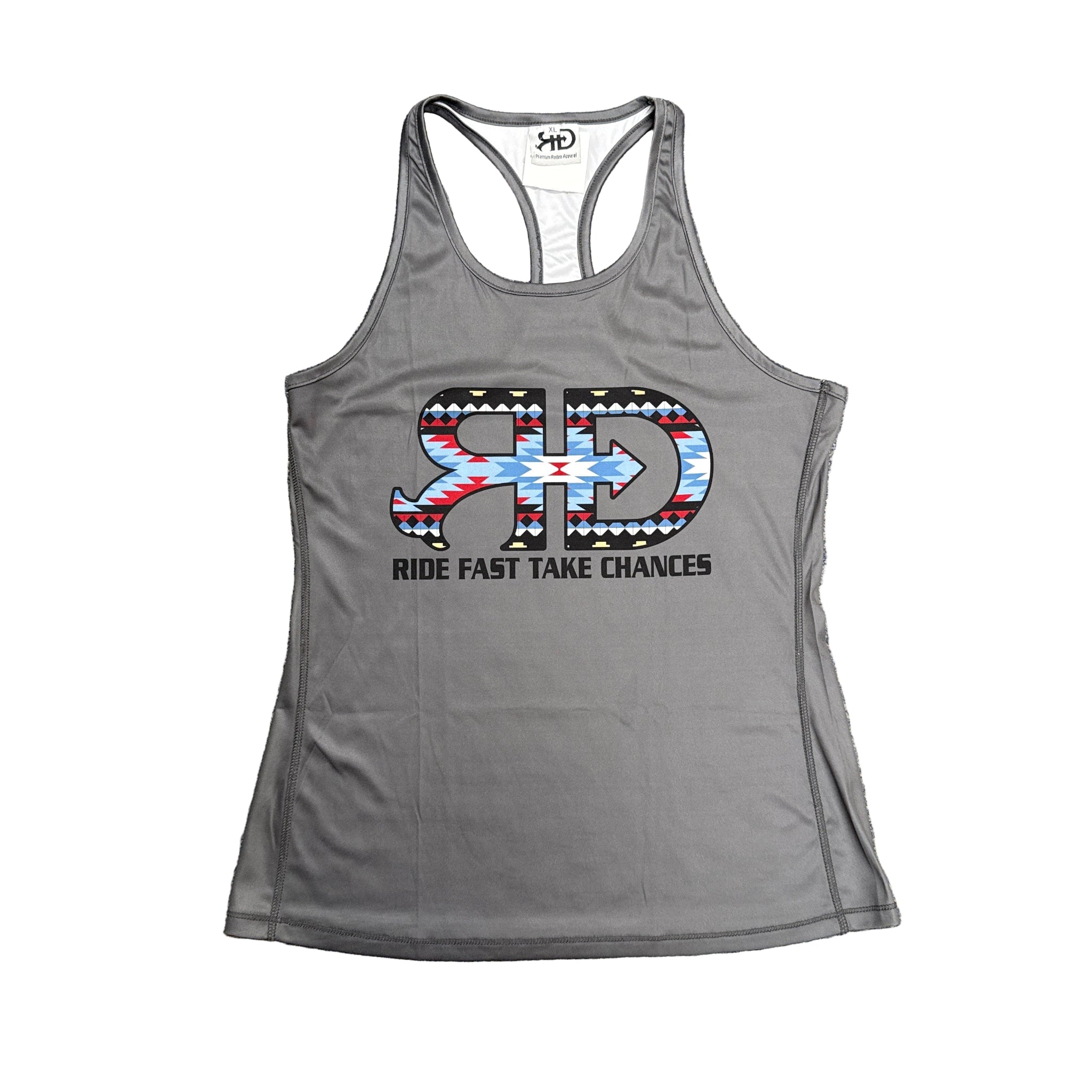 Gray compression tank top with a graphic design 